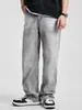 2026 AliExpress Más Vendidos Verano Pantalones Vaqueros Grises Lavados para Hombre Color Versátil Contraste Pierna Recta Casuales Venta al por Mayor
