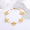 Celebridad de Internet Transfronteriza Más Vendido Exquisito Acero de Titanio Trébol de Cuatro Hojas Cinco Flores Oro Multicolor Pulsera Moda Ol Venta al por Mayor en Stock