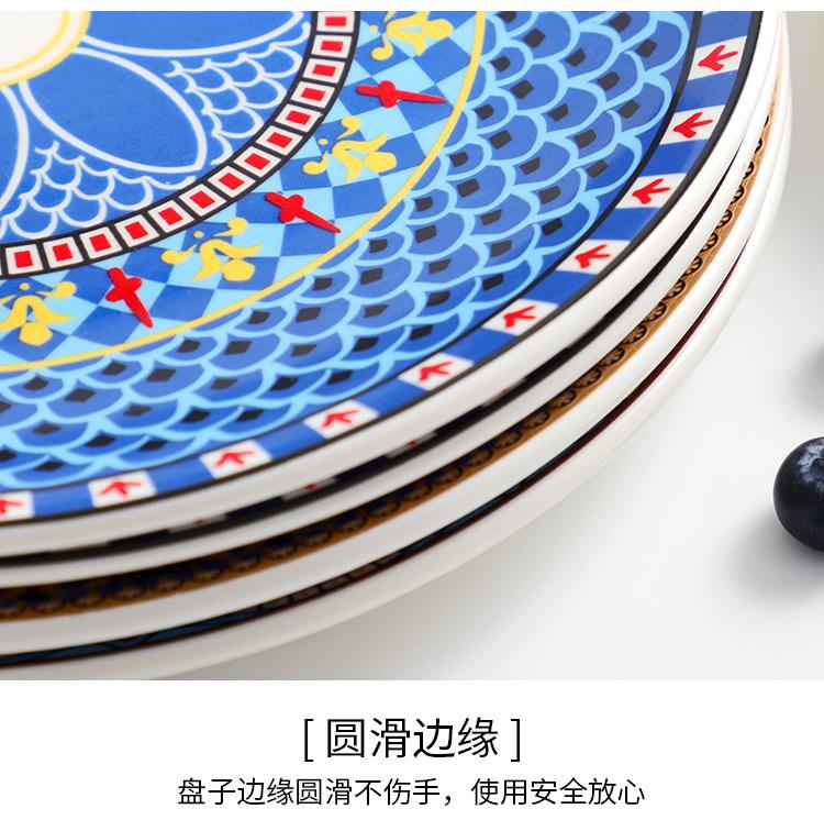 商品详情图_欧式陶瓷餐具波西米亚风平盘家用菜盘浅盘手绘碟子创