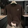 Verano Nuevo Talla Grande para Gorditos 100.00kg Camiseta de Manga Corta para Hombre Marca de Moda Gordo Color Sólido Camisa de Dibujos Animados Camiseta para Gorditos