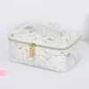 Bolsa de Maquillaje de Mármol Simple y Creativa Transfronteriza, Bolsa de Almacenamiento Portátil de PU para Viaje, Neceser de Gran Capacidad al por Mayor