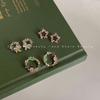 Aretes de Flor de Zirconia Corazón Femenino para Mujer Aretes Coreanos Dulces y a la Moda Ojo de Gato Personalizados Pequeños y Más Fáciles de Combinar