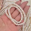 Fio de Contas Planas de Pérolas Cultivadas de Água Doce Zhuji 7-8mm Contas Soltas Produtos Semi-Acabados para Colares e Pulseiras Artesanais DIY