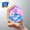 Madera Maciza Cristal Trofeo Personalizado Reunión Anual Empleado Destacado Equipo Creativo Madera Premio Medalla Souvenir Producción