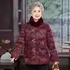 Invierno Nuevo Estilo Traje Tang de Abuela Chaqueta de Algodón con Forro Polar y Ropa de Algodón Engrosada para Madres de Mediana Edad y Mayores Chaqueta Acolchada de Algodón con Cuello Alto y Cuello de Piel