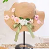 Día del Maestro Sombrero de Paja Floral Hecho a Mano Materiales DIY Sombrero Estilo Francés con Flores Secas Sombrilla Sombrero de Sol para Adultos Actividad de Calentamiento