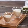 Taza Personalizada al Por Mayor de Borosilicato Alto de Doble Capa con Forma de Corazón, Vaso Simple Transparente con Forma de Corazón para Jugo, Taza de Doble Capa para Café con Leche