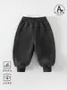 Pantalones de Felpa para Niños Pantalones de Chándal de Invierno Estilo Nuevo Pantalones Largos de Felpa Integrada para Niños Pequeños Pantalones Deportivos Casuales de Otoño e Invierno