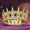 Corona de Tiara de Aleación Barroca Transfronteriza Europea y Americana 16 Gotas de Agua Flor Corona Redonda Completa Adornos para Decoración de Pasteles