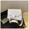 Estilo francês personalizado simples retro texturizado fivela de bloqueio feminina bolsa 2024 nova moda ampla alça de ombro ombro crossbody pequeno quadrado bolsa