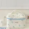 Bolsa de maquillaje con lazo azul lechoso original, bolsa de almacenamiento de cosméticos de gran capacidad con cremallera, bolsa de almacenamiento para dormitorio de estudiante