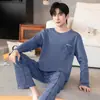 Pijama de Gola Alta para Homem Primavera e Outono 2025 Novo Algodão Tamanho Grande Solto Manga Longa Juventude Conjunto de Roupa de Casa de Inverno