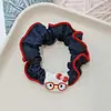 Gatito Dulce y Lindo Mezclilla Banda para el Cabello Intestino Delgado Flor Banda Elástica Alta Accesorios para el Cabello de Mujer para Cola de Caballo Baja