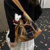 Bolsos para Mujer Nuevo Otoño e Invierno Cuadros Bolsos de Moda Bolsos de Lana Empalme Retro Bolsos Tote Estilo Ins Bolsos de Hombro Único Cruzados