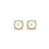 Aretes de Perla de Imitación Nácar para Mujer, Nuevo Diseño de Nicho de Verano, Estilo Celebridad de Internet, Plata 925, Lujo Simple y Ligero, Aretes Incrustados con Diamantes al por Mayor