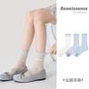 Calcetines de cristal finos de primavera y verano renacentistas, calcetines de tubo para mujer, seda de tarjeta, color sólido, encaje, transpirables, calcetines de rizo