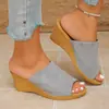 Sandálias Anabela Femininas Casuais Confortáveis Slip-On de Verão 2026 Novo Comércio Exterior Tamanho Grande Tamanho Único