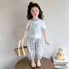 Conjunto de Verano para Niña de Manga Corta 2026 Nuevo Elegante Pantalones Antimosquitos Conjunto de Dos Piezas Ropa de Verano Delgada para Niños