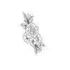 Pegatina de Tatuaje de Rosales Estilo Boceto Dibujo Lineal Blanco y Negro Flores Hojas Artístico Fresco Impermeable Duradero Pegatina para Brazo