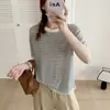 Camiseta de Punto de Manga Corta a Rayas Estilo Europeo para Mujer, Nueva Versión Coreana de Verano 2026, Top Delgado Casual Versátil de Corte Ajustado