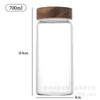 Frasco Hermético de Vidrio Almacenamiento de Cocina Tapa de Madera de Acacia Alto Boro Vidrio Borosilicatado Frasco de Almacenamiento Roscado Frasco Transparente para Almacenamiento de Granos de Té