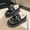 Pantuflas de Algodón de Invierno para Mujer para Uso en Exteriores, Zapatos de Algodón Antideslizantes de Moda con Moño, Talón Cerrado, Diseño de Manchas, Silenciosos, Impermeables, Duraderos, Grafeno