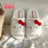 Pantufla de medio pie estilo Hello Kitty esponjosa original de Sanrio, nueva colección otoño/invierno 2026, pantuflas de algodón lindas y acogedoras para niñas