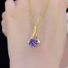 Nuevo Collar Cruz Morada Diosa para Mujer, Sencillo, Elegante, de Alta Gama, Colgante de Espiga Microincrustado, Collar de Cadena para Clavícula