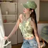 Diseño de Ropa Exterior Irregular de Verano para Mujer con Tirantes de Lazo sin Hombros Color Macarrón Sólido Chaleco Puro Deseo Cómodo Transpirable