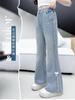 Jeans de Tencel para Meninas de Verão Crianças Novo Material Fino Elástico Calças Externas para Crianças de Meia-Idade Calças Flare de Verão Largas