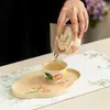 Bandeja de begonia de cerámica pintada a mano Youjianli, posavasos, accesorios para juego de té casero, bandeja de té pequeña, bandeja para té seco, bandeja para bocadillos de té