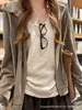 Moletom casual com capuz estilo coreano para mulheres, novo modelo outono 2026, jaqueta solta e versátil, cardigã com zíper estiloso