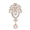Nova Broche Elegante e Luxuoso em Forma de Gota d'Água com Diamantes, Acessório de Roupa de Liga Metálica Luxuoso e Moderno, Broche de Cristal