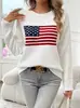 Cuello Redondo Nuevo Ropa Femenina Transfronteriza Bordado de Oso Retro Ajustado Suéter Estilo Universitario Americano Top Tejido