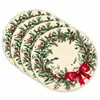 Guirlanda de Natal Jogo Americano Redondo Borda Ondulada Decoração de Mesa Festiva Almofada de Isolamento Térmico Transfronteiriço 35cm