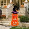 Lanterna de abóbora de Halloween com chapéu de bruxa, placa de jardim para decoração de quintal, gramado