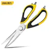 Fiambres (fiambres) tijeras de acero inoxidable 225 mm oficina cocina cinco en uno tijeras multifuncionales DL358019