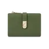 Cartera de mujer con hebilla mediana transfronteriza, nueva hebilla magnética de color sólido, monedero de cuero PU de alta gama, cartera al por mayor