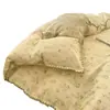 Super macio~Grau A, 100% algodão, conjunto de quatro peças em gaze dupla camada, capa de edredom 100% algodão, conjunto de três peças respirável, estilo lençol com elástico