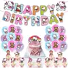 Venda Quente Tema Gato KT Hello Kitty Bandeira de Festa de Aniversário Infantil Pingente Espiral Suprimentos Decorativos para Bolo