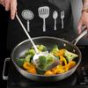 Juego de utensilios de cocina de acero inoxidable 304 cuchara para cocinar espátula con mango de madera vintage cuchara para escurrir hilo suministros de cocina al por mayor