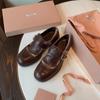 Couro Bovino e Equino de Primeira Camada, Artesanato Pesado, Sapatos de Estilo Britânico com Padrões Esculpidos e Franjas, Superfície Macia, Sapatos de Couro Vintage para Mulheres, Estilo Barroco