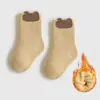 Calcetines para Bebé Otoño e Invierno Tipo Algodón Tipo a Felpa 2025 Recién Nacido 0-3 Meses Sin Costuras Cálidos de Caña Media Calcetines Gruesos