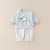 Roupa de Algodão Puro Estilo Primavera para Bebê Menino, Conjunto Dividido de Primavera para Meninos, Conjunto Dividido Estilo Primavera com Desenho para Bebês