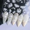 Novos adesivos de nail art atacado 3D diamante pérola renda branca flor semitransparente laço adesivos de unha japoneses adesivos