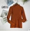 Tejido de punto Otoño Nuevo para Mujer 2020 Invierno Ajustado Cuello Alto Simulado Camiseta Base Ajustada Casual de Manga Larga Top