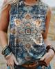 Camiseta de manga corta con cuello redondo y estampado retro europeo y americano para mujer, popular en eBay, estación independiente de Amazon Wish Summer 2023