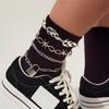 Tobillera de borlas multicapa estilo hip hop, elegante, europea y americana, para mujer, personalidad exagerada, cadena de metal geométrica, cadena para zapato con Tobillera