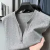Chaleco suéter de marca moderna para hombre de lana australiana, color liso, de un botón, cuello en V, sin bolitas, stock abundante, adecuado para varios bordados