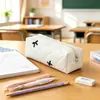 Estuche para Lápices Estudiante Estilo Nuevo Lazo Transfronterizo, Bolsa de Almacenamiento Pequeña Floral Simple, Organizador de Escritorio de Gran Capacidad para Papelería
